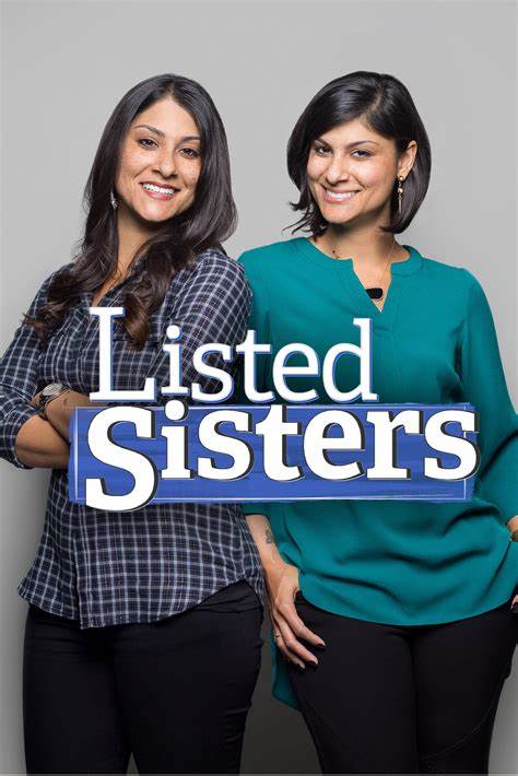 Alana and Lex LeBlanc pose for the camera with "Listed Sisters" written across the center of the image.