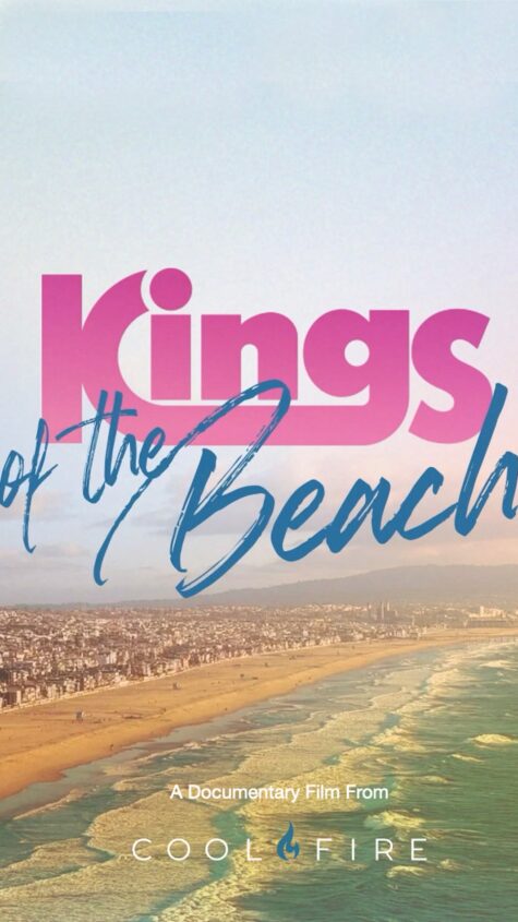 An arial image of a beach with "Kings of the Beach" written across the middle.